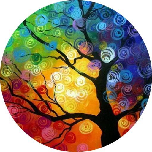 picture, rainbow paintings are round, megan aroon duncanson paintings