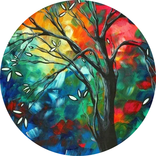 lukisan, lukisan abstrak, lukisan minyak modern, foto oleh meghan aaron duncanson, lukisan abstrak pohon bulan