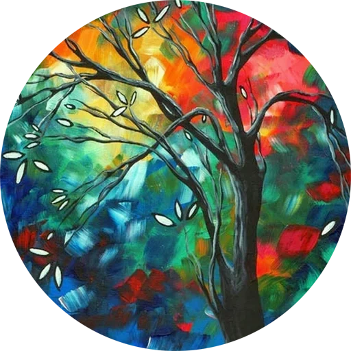 pintura, pintura abstrata, pintura a óleo moderna, fotos de megan aaron duncanson, árvore da lua de pintura abstrata