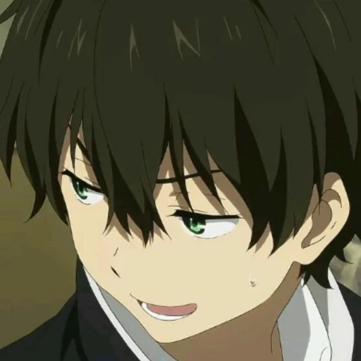 oreki, hyouka, ogi kazutaro, hortalu auric, cartoon characters