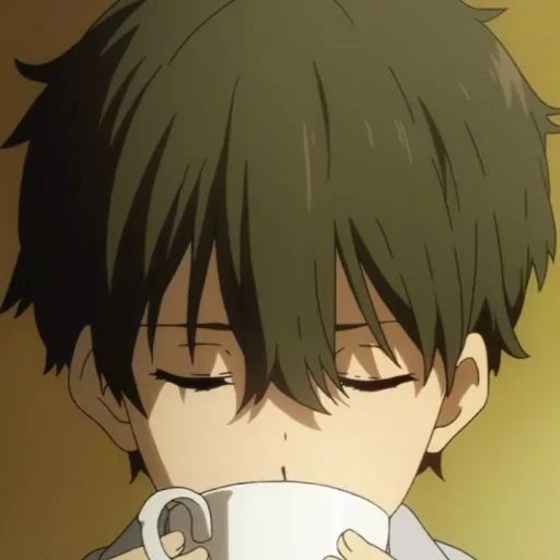 picture, anime kun, anime guys, anime characters, khotaro oreki anime coffee