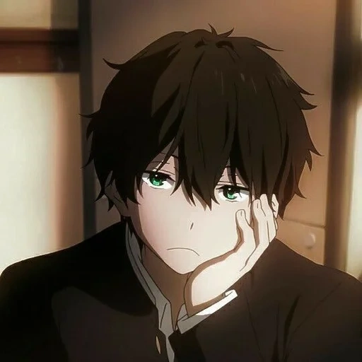 figura, cara de anime, menino anime, animação hyouka, animação noguchi taro