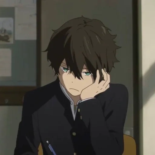 la figura, anime boy, anime triste, i personaggi degli anime, oreki x chitanda sad