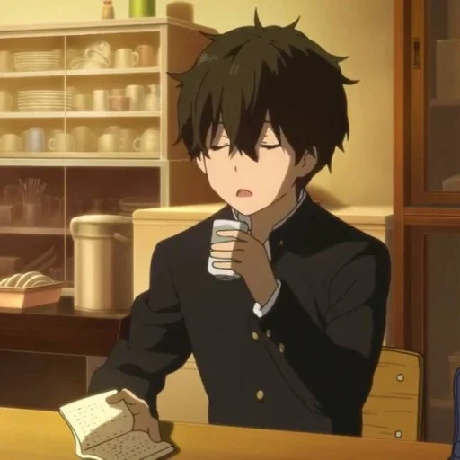 image, café anime, étude animée, personnages d'anime, khotaro oreki houtarou oreki