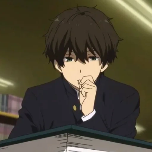 gambar, anime guys, khotaro orek, karakter anime, hyouka hotaro orek