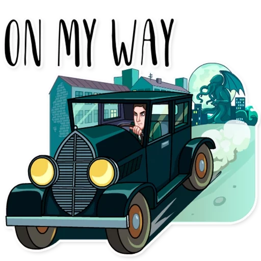 lovecraft, automobile, english text, retro cars, the car is old