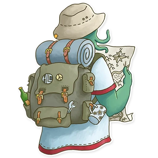 der rucksack, dnd rucksack, illustrationen, der marschrucksack, travel rucksack