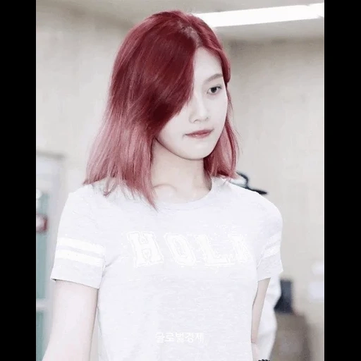 la ragazza, ragazze asiatiche, gisu nero rosa bianco, bella asiatica, fromis_9 car yong red hair