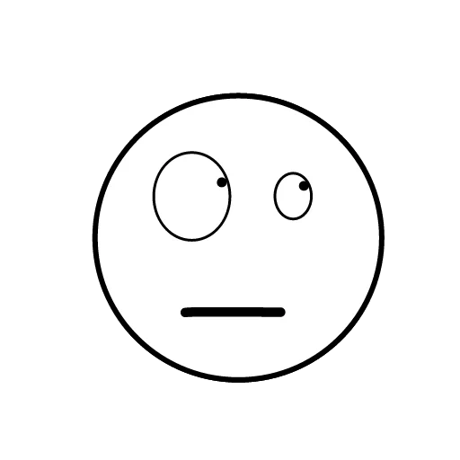 darkness, emotions icon, emoji eyes up, sad smiley coloring, smiley without mouth black white