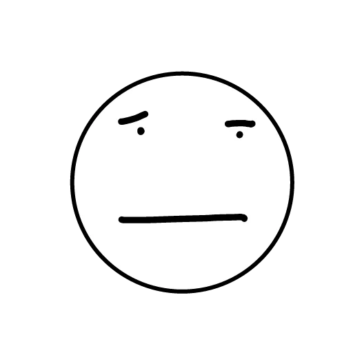 face, smileik template, sad smiley, the smiley is neutral, black white emoticons