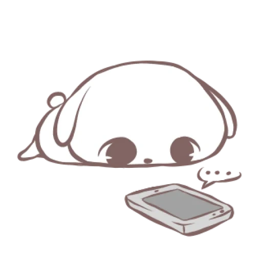 telephone, the drawing is cute, cute drawings, cute drawings of chibi, marshmallow and puppy