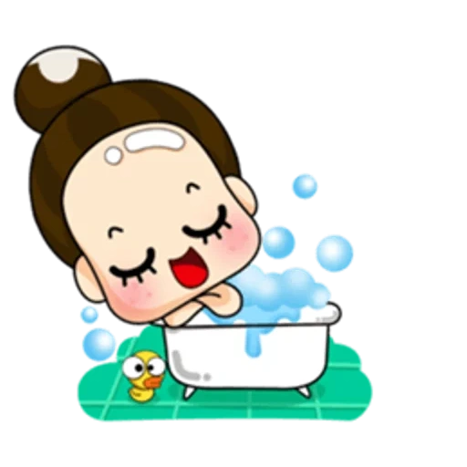 clipart, cute cartoon, the drawings are small, shower cute stickers, drawing a little girl
