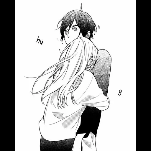 manga de una pareja, horimium manga, pares de anime de manga, anime khorimiya hugging