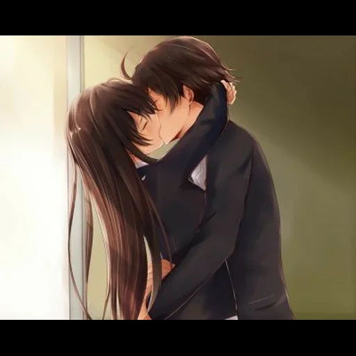figura, casal de anime, amor anime, beijando anime, animação romântica