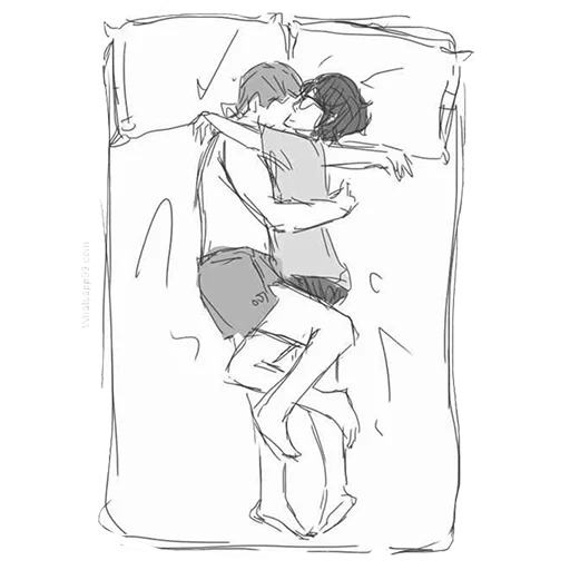 un par de dibujos, par de poses de sueño, dibujos de parejas, abrazo de dibujo