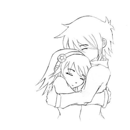 embrace animation, embrace graph, anime lovers painting, a sketch of a couple, anime hug sketch