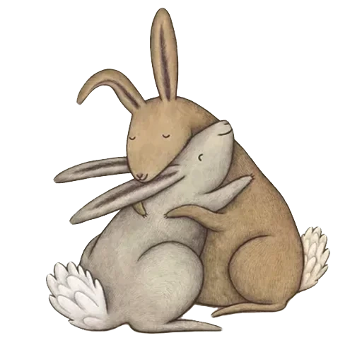 hugs not drugs, обнимашки зайчиков, кролик иллюстрация, anita jeram иллюстрации