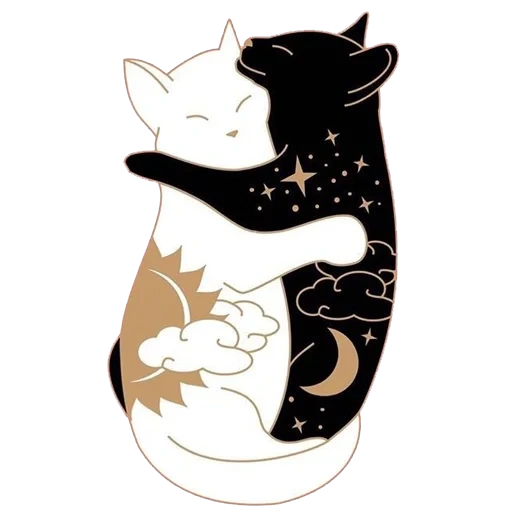 hugs, cat icon, the cat is white, hugs not drugs, black cat white cat