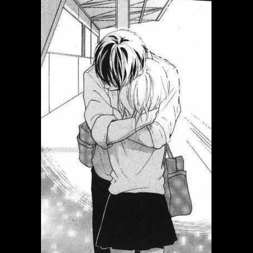manga de anime, dibujos de manga, el manga está triste, dibujos de anime de una pareja, el triste abrazo del anime