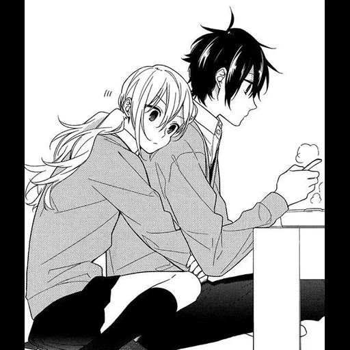 a pair of manga, manga of a couple, horimiya manga, anime pairs of manga, horiamia miyamura hori love