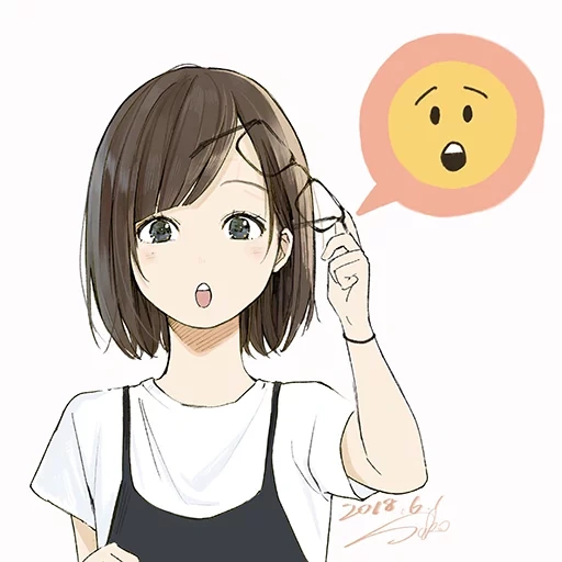 immagine, emoji anime, emoticon anime, emoji del giocatore anime, tyanka con i capelli corti