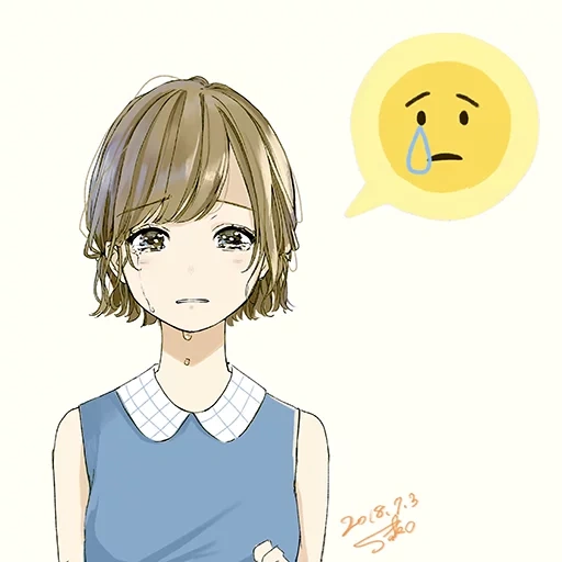 picture, anime emoji, anime drawings, anime girl emotions, sad girl anime