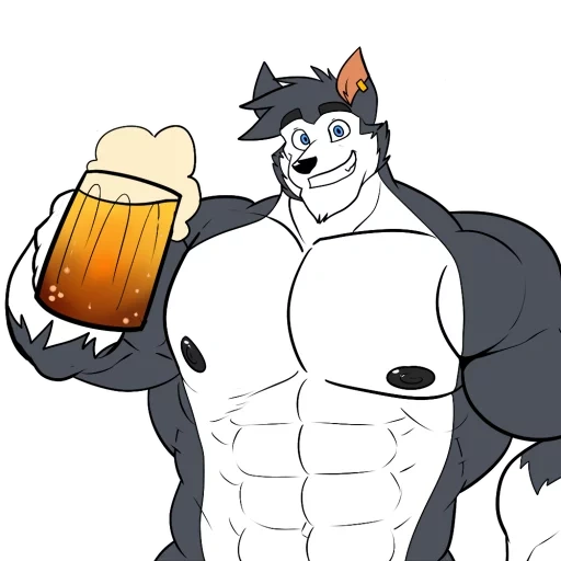 furry, frie art, fur affinity, muscle growth brett, fat richness