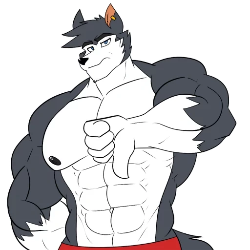 muscle, fur affinity, muscle growth, anime werewolf, wolves throw the ball and transform