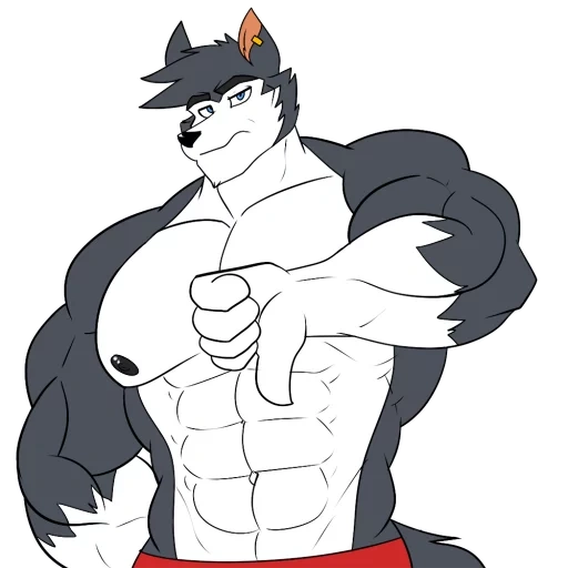 músculo, afinidad de piel, desarrollo muscular, hombre lobo de anime, lobos de transformación de pitcheo