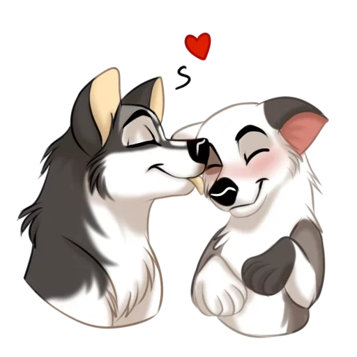 husky, animación animal, dibujo love