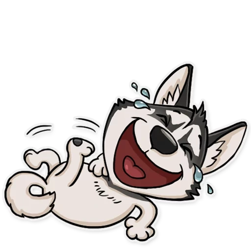 husky, caricatura de husky, tímido husky
