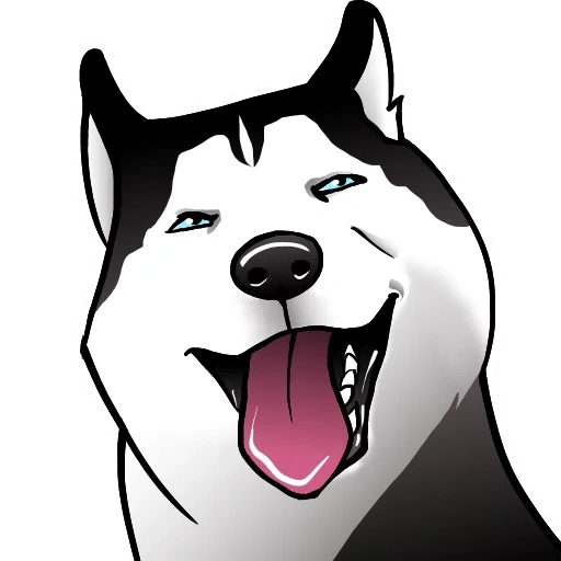 husky, cartoon husky, cane husky, faccia da cartone animato husky