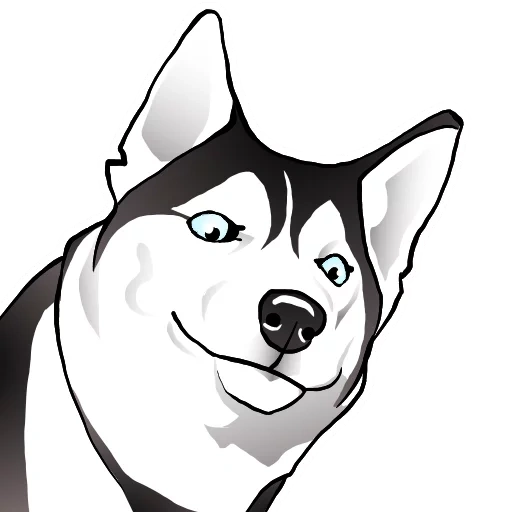 husky, husky stream, husky dog, muzzle husky cartoon