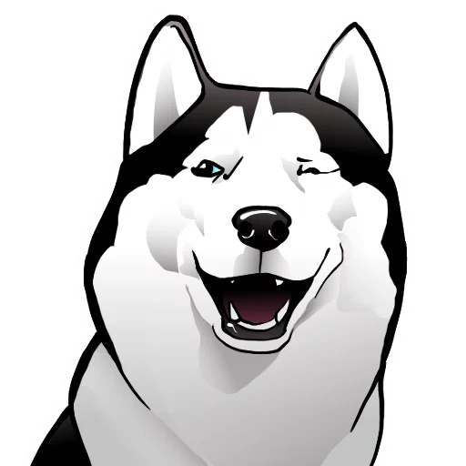 dessin animé, morda husky, chien husky, dessin husky de bouche, muzzle cartoon husky