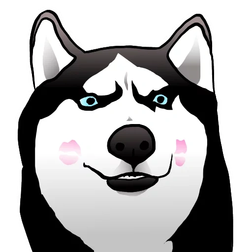 rauque, dessin animé, chien husky, husky surpris