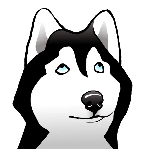 husky, caricatura de husky, perro husky, cara de dibujos animados husky