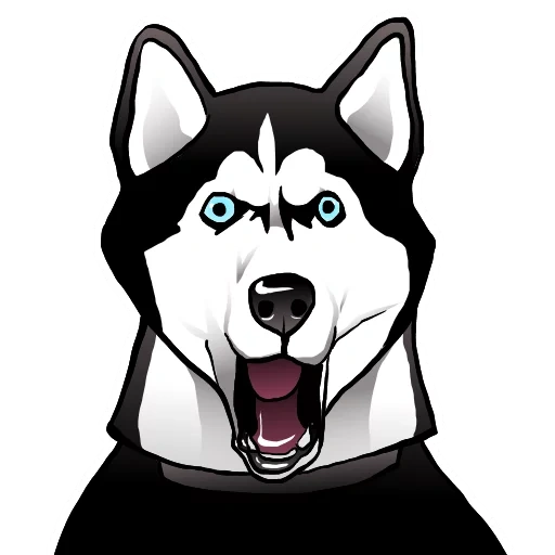 rauque, dessin animé, chien husky, husky surpris