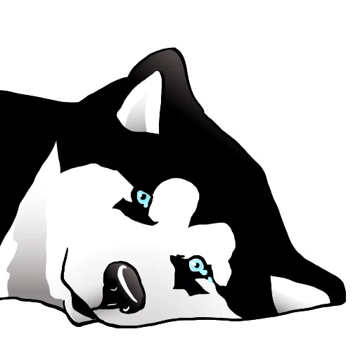 canidae, cat black, хаски собака, мультяшная хаски, векторное изображение хаски