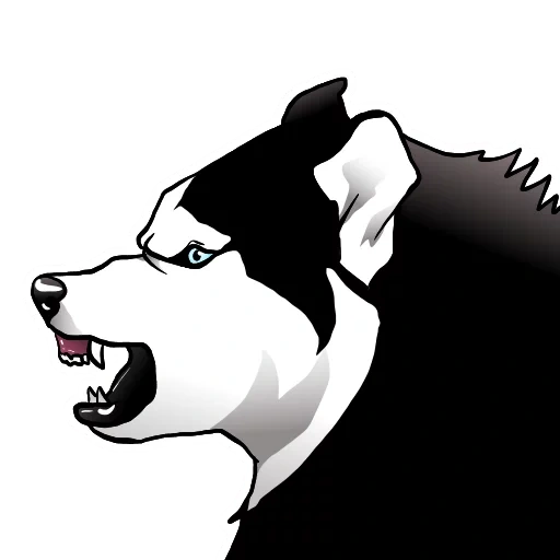 husky, perro husky, caricatura de husky, patrón malvado de husky, patrón husky de boca de pistola
