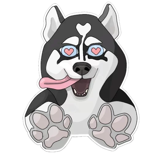 husky, husky cartoon, husky pappy, surprised husky, shy husky