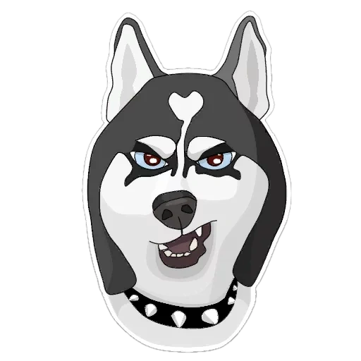 husky, husky cartoon, brooch husky, drawings of the mask of husky, shy husky