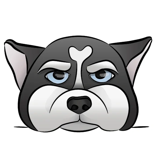 husky cartoon, watsap husky, surprised husky, shy husky, the head of the dog is cartoony