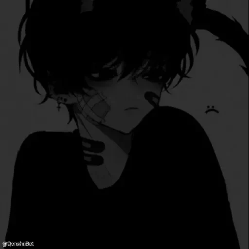 figure, anime creative, anime sombre, caricature triste, animation art tristesse