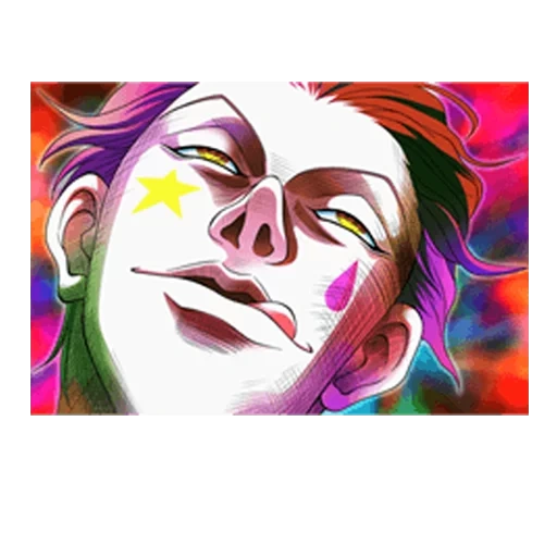 wajah hisoka, hysoka asli, potret joker 2019, hysoka v castro, gambar digital badut