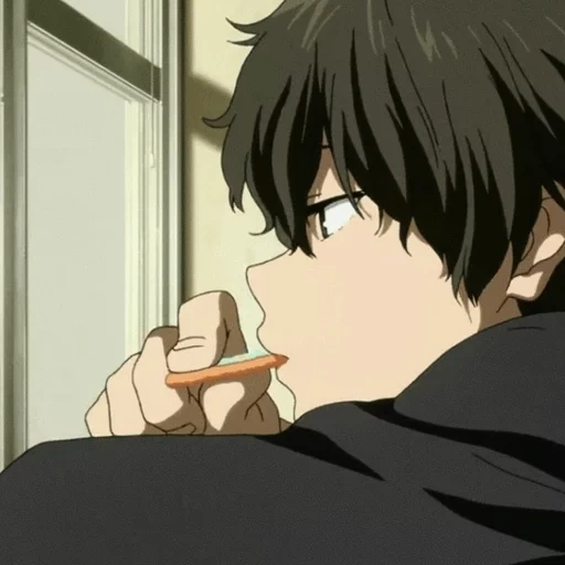 figure, anime boy, anime boy, cartoon character, hutarou oreki sad