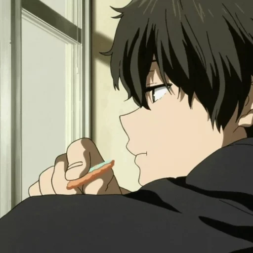 anime boy, anime sedih, karakter anime, anime icon sad kun, hutarou oreki sad