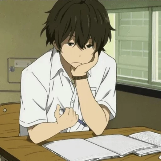 figura, hyouka ken, menino anime, animação é fofa, anime bored