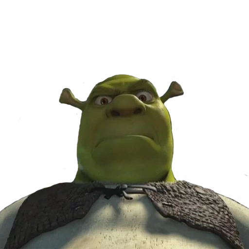 shrek, shrek forever, shrek has no background, shrek's face is at the bottom