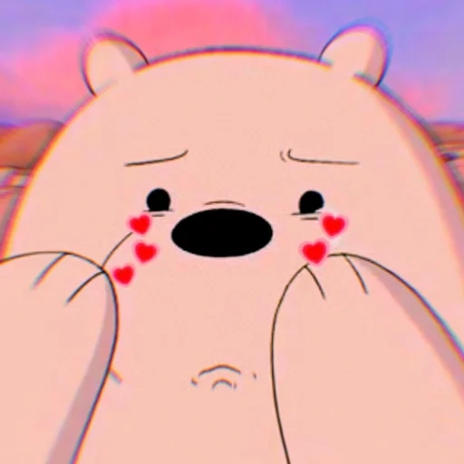 animação, pessoas, urso fofo, cartoon aesthetic, cartoon urso polar triste