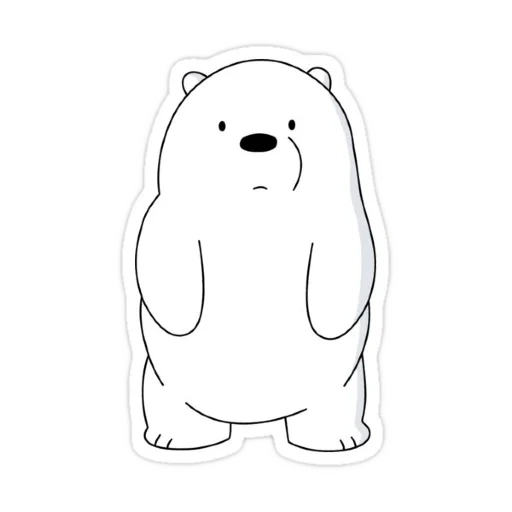 urso para esboços, urso branco, urso com lápis, urso branco, adesivos de urso branco